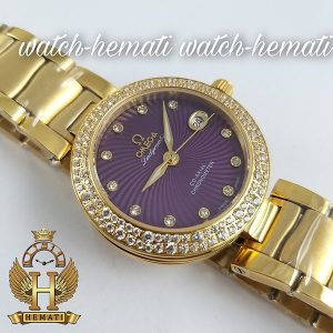 خرید ارزان ساعت عقربه ای زنانه امگا لیدی ماتیک Omega Ladymatic OMGLM103 قاب و بند طلایی با صفحه بنفش