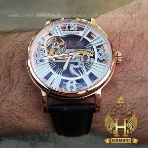 ساعت پتک فیلیپ مردانه اتوماتیک Patek Philippe PG0999 صفحه اسکلتون بند چرم مشکی