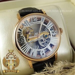 خرید انلاین ساعت پتک فیلیپ مردانه اتوماتیک Patek Philippe PG0999 صفحه اسکلتون بند چرم مشکی