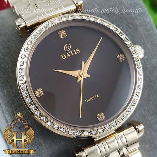 خرید ساعت زنانه داتیس اورجینال مدل DATIS D8456L طلایی شیشه کافی