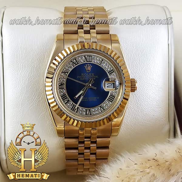 مشخصات ساعت مردانه رولکس دیت جاست Rolex Datejust RODJM300 طلایی ، ایندکس یونانی ، صفحه آبی