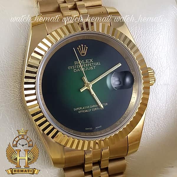 خرید ارزان ساعت مردانه رولکس دیت جاست Rolex Datejust RODJM601 قاب و بند طلایی با صفحه سبز