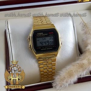 ساعت اسپرت کاسیو نوستالژی CASIO A159WA-N1DF طلایی (صفحه مشکی)
