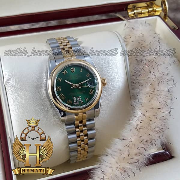 خرید ، قیمت ، مشخصات ساعت زنانه رولکس دیت جاست Rolex Datejust RODJL32400 نقره ای طلایی و دور قاب ساده ، ایندکس یونانی ، قطر 32 میلیمتر