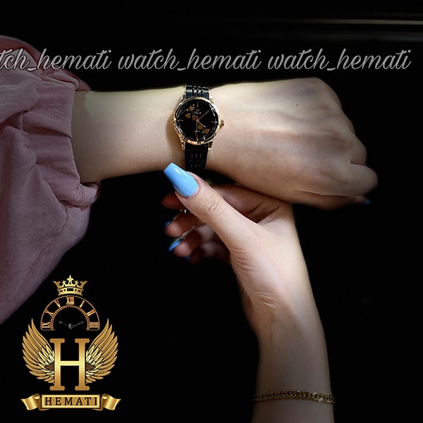 خرید آنلاین ساعت مچی زنانه داتیس اورجینال مدل DATIS D8420EL مشکی رزگلد شیشه کافی صفحه مشکی