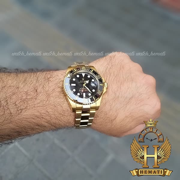 خرید ارزان ساعت مردانه رولکس ساب مارینر Rolex submariner rosb105 طلایی(صفحه مشکی)