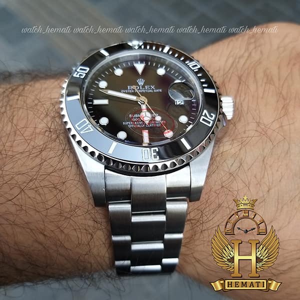 خرید اینترنتی ساعت مردانه رولکس ساب مارینر Rolex submariner rosb104 نقره ای(صفحه مشکی)