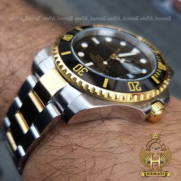 خرید ساعت مردانه رولکس ساب مارینر Rolex submariner rosb107 نقره ای_طلایی(صفحه مشکی)