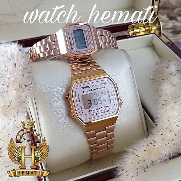 ساعت ست کاسیو نوستالژی CASIO A168 رزگلد | گالری ساعت همتی