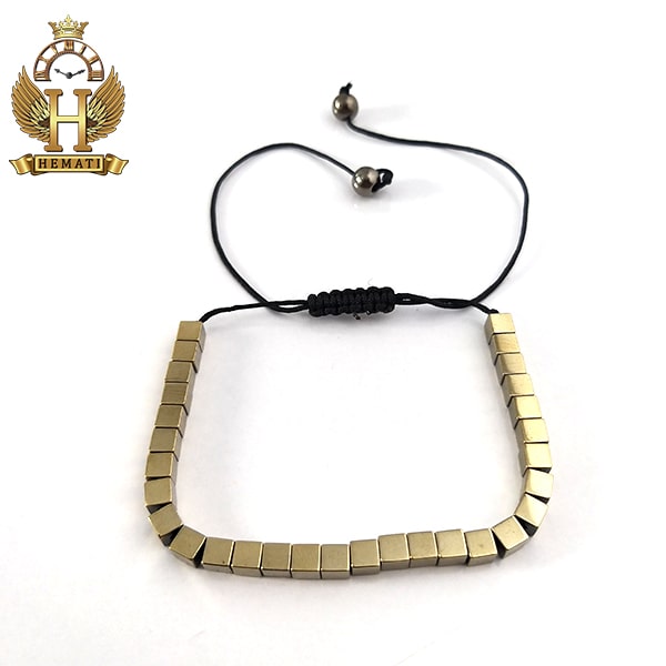 دستبند بافت با سنگ حدید DDD1210 طلایی