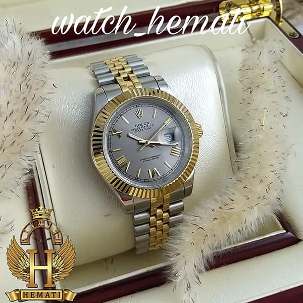 خرید ارزان ساعت مردانه رولکس دیت جاست Rolex Datejust RODJM301 نقره ای طلایی ، ایندکس یونانی