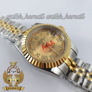 خرید آسان ساعت زنانه رولکس دیت جاست Rolex Datejust RODJL32302 نقره ای طلایی ایندکس یونانی