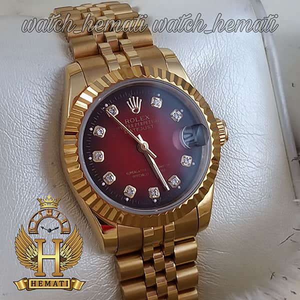 مشخصات ساعت زنانه رولکس دیت جاست Rolex Datejust RODJL104 طلایی صفحه قرمز