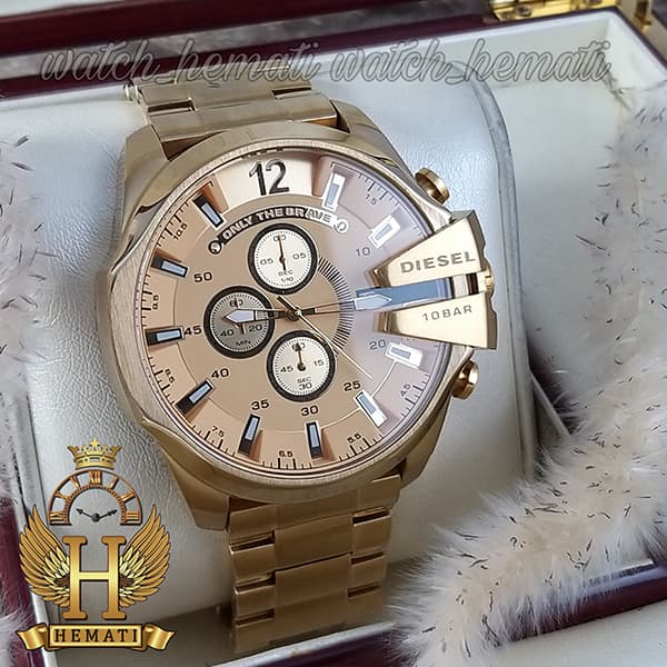 مشخصات ساعت مردانه دیزل شاخدار مدل DIESEL DZ4460 طلایی (صفحه طلایی پررنگ)