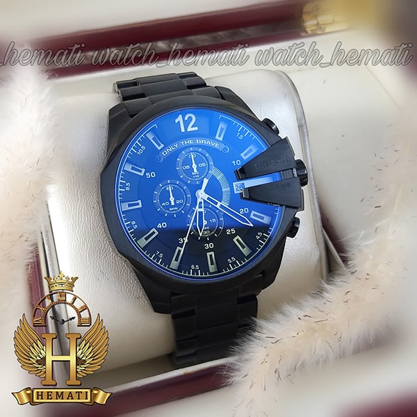 خرید ساعت مردانه دیزل شاخدار مدل DIESEL DZ4308 قاب و بند وصفحه مشکی با شیشه رنگی