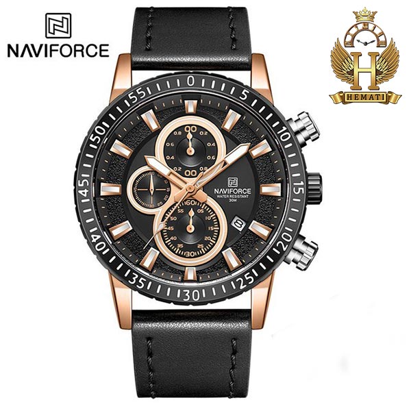 خرید ساعت مچی مردانه نیوی فورس Naviforce NF8003 رنگ مشکی رزگلد