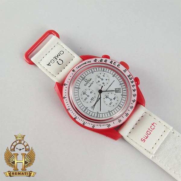 فروش اینترنتی ساعت مچی امگا سواچ کپی به رنگ سفید قرمز